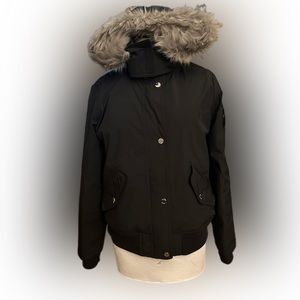 Hollister Black Winter Jacket with Fur Hood